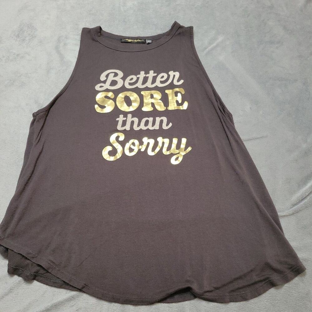 Rags To Riches Shirt Womens Charcoal Grey Medium Better Sore Than Sorry Tank Top